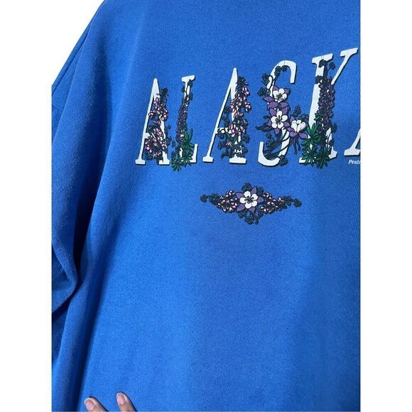 Vintage 90s Alaska Tultex Crewneck blue  Sweatshirt Size XL - Picture 4 of 7